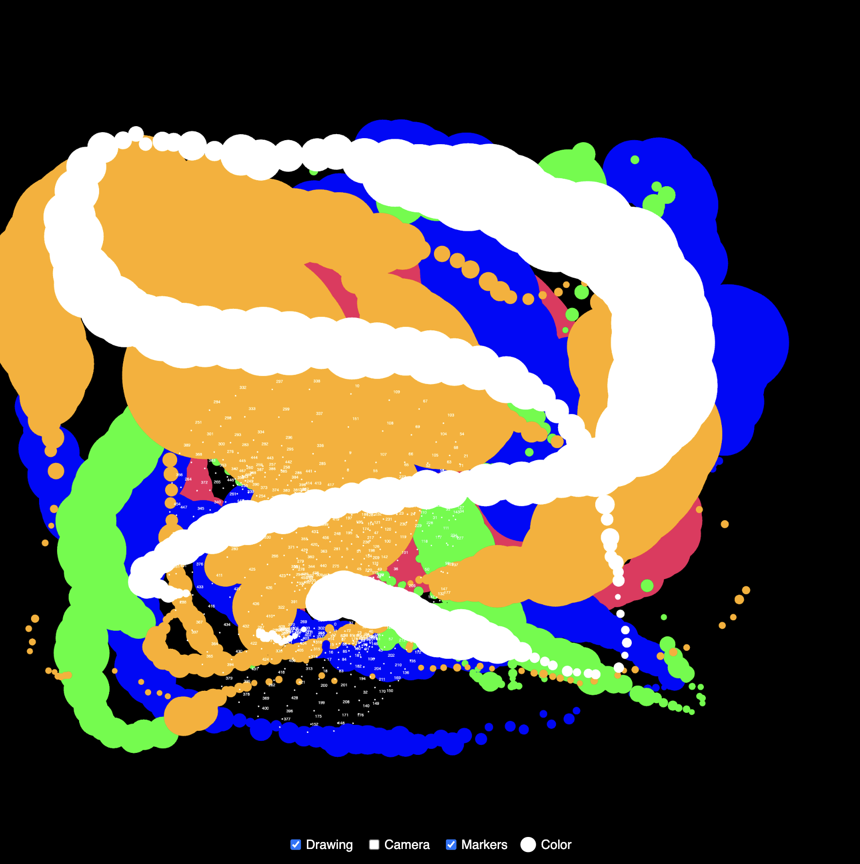 Colorful drawing result of the face painter.