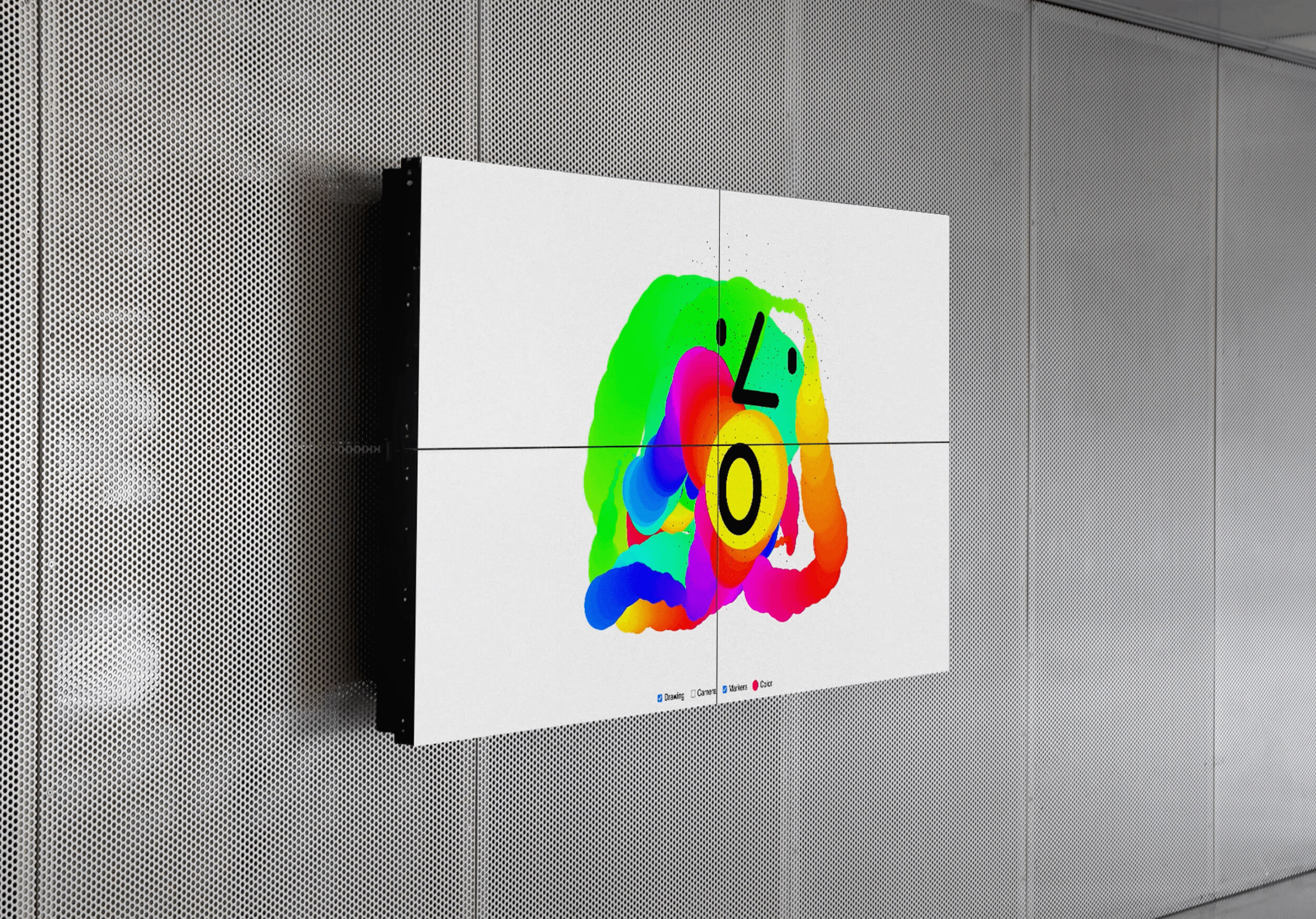 Interactive face painter tool drawing colorful ellipses out of your mouth.