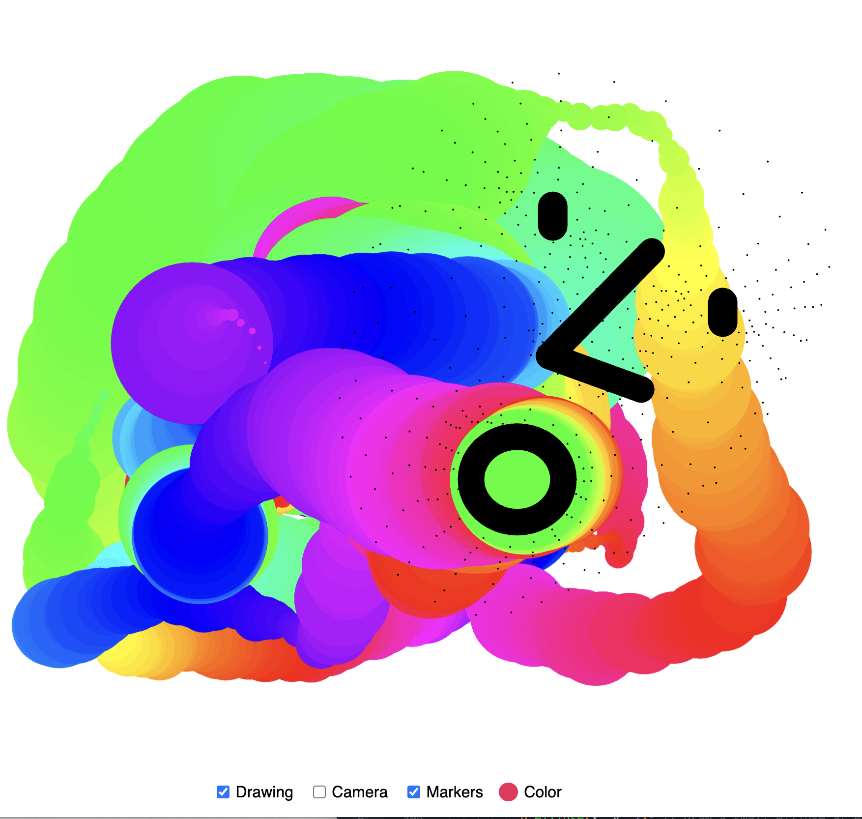 Colorful drawing result of the face painter.