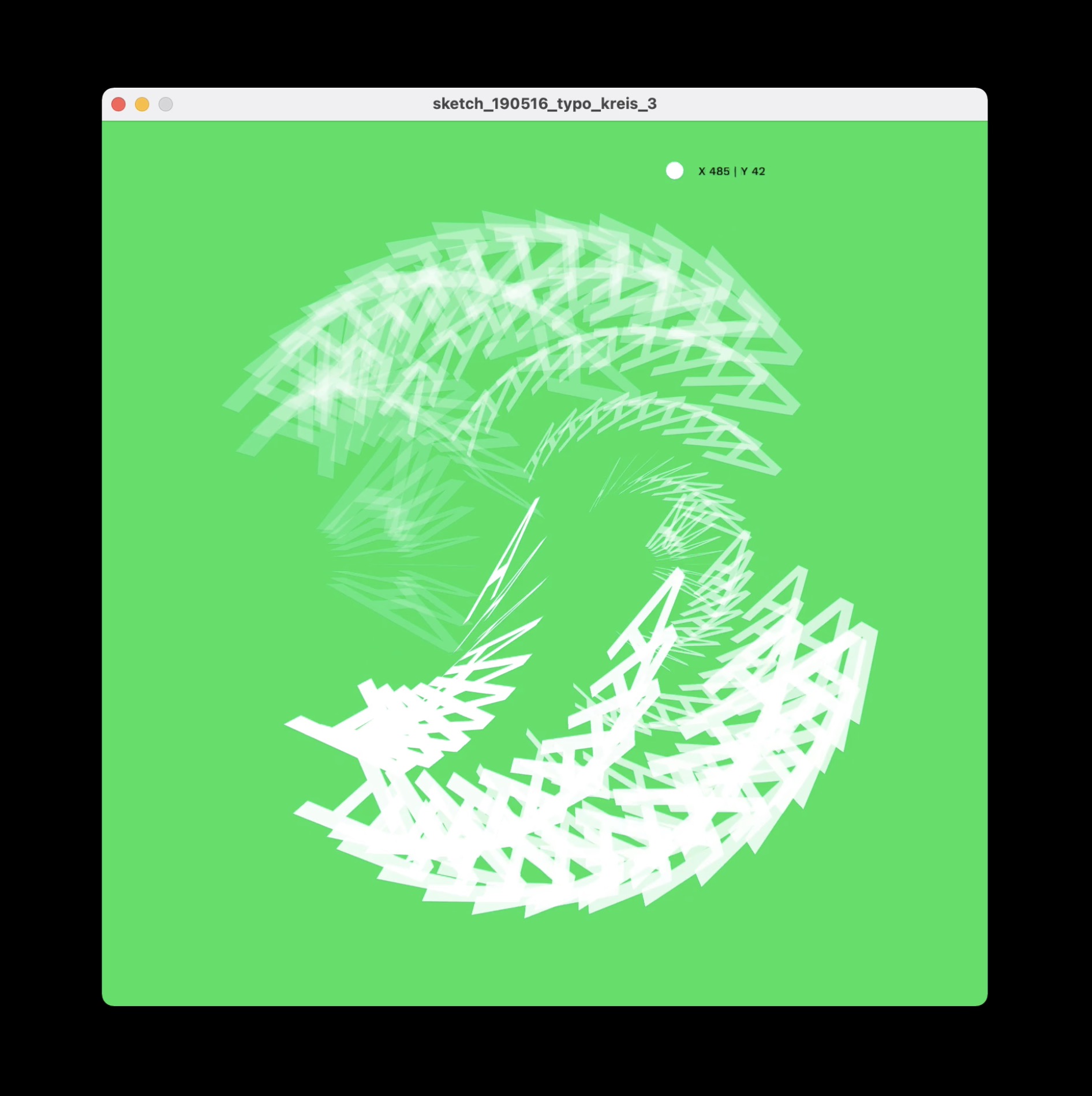 White letters orbiting in a cube shape on green ground