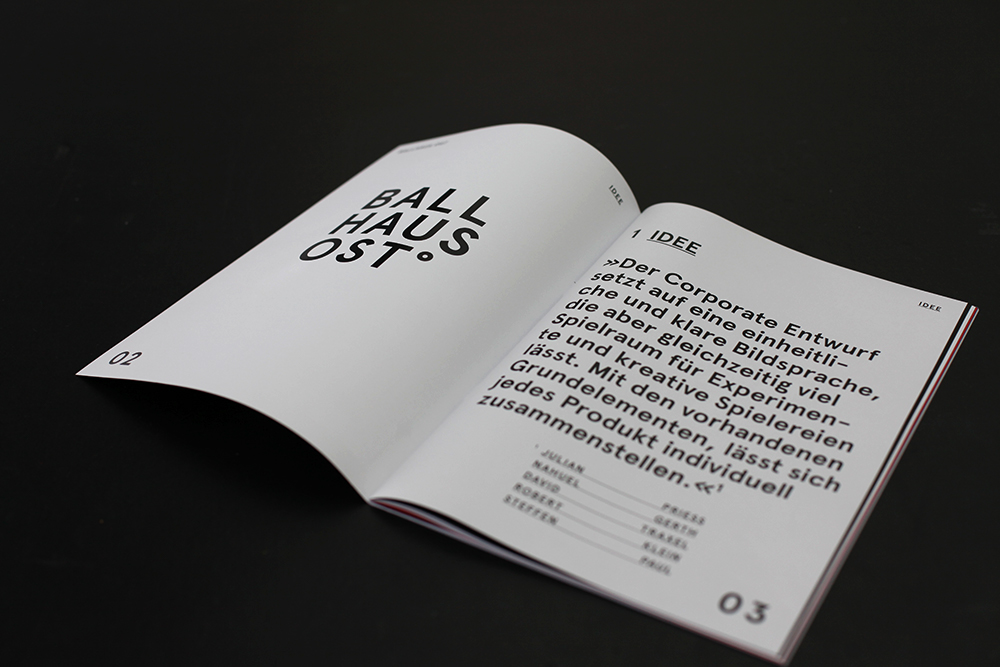 Ballhaus Ost Berlin colorful corporate design focusing on typography, layout and composition.