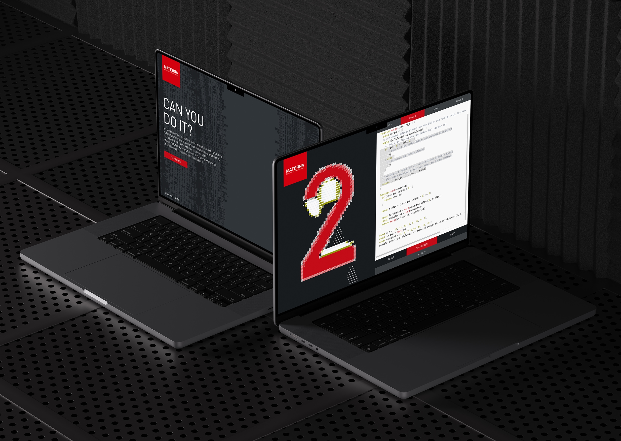 Creative coding application for Materna with Meire and Meire. A visual ascii generator translates the code into text images.