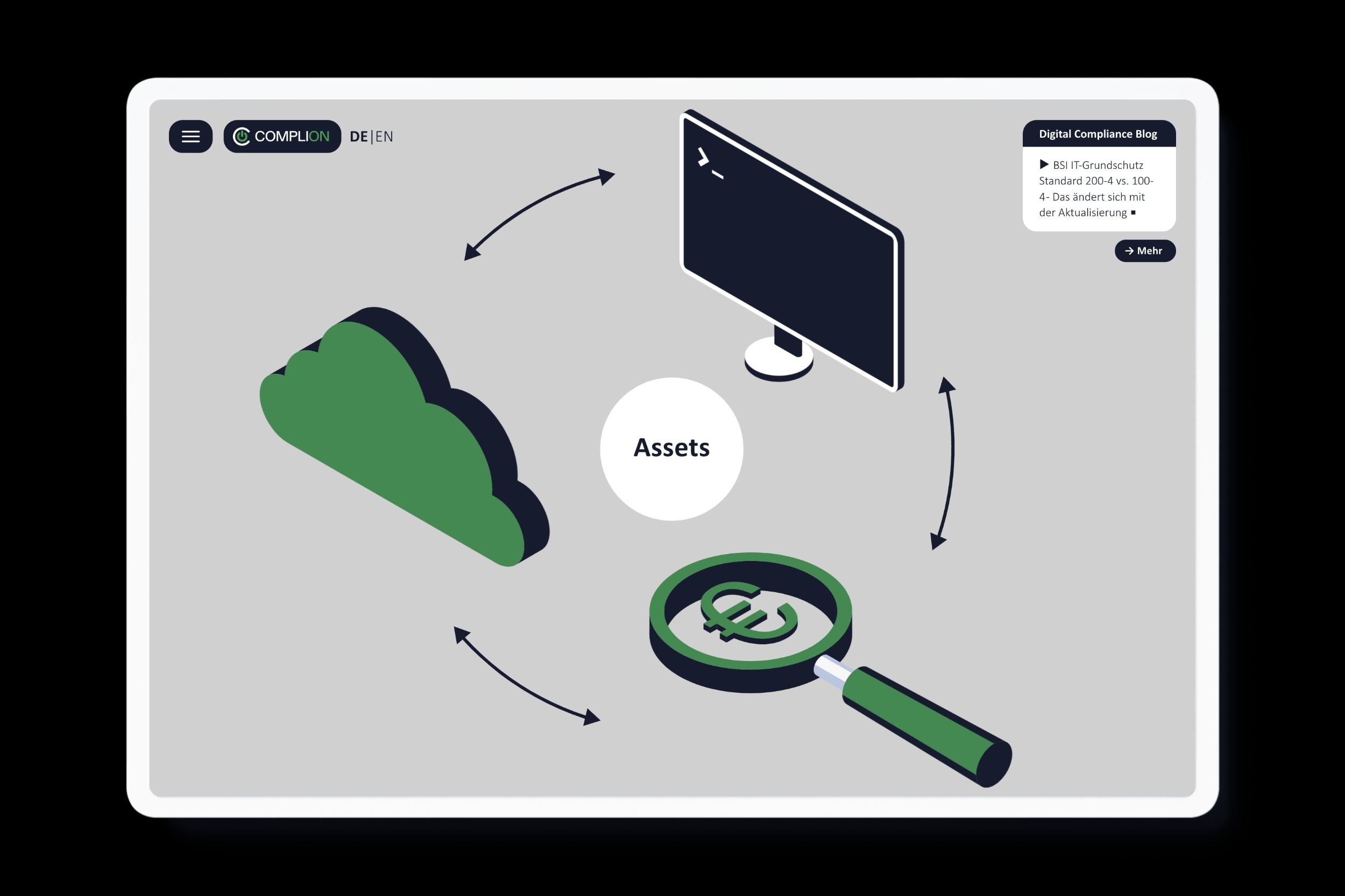 Website redesign for Complion with a clean grid layout and colorful isometric illustrations