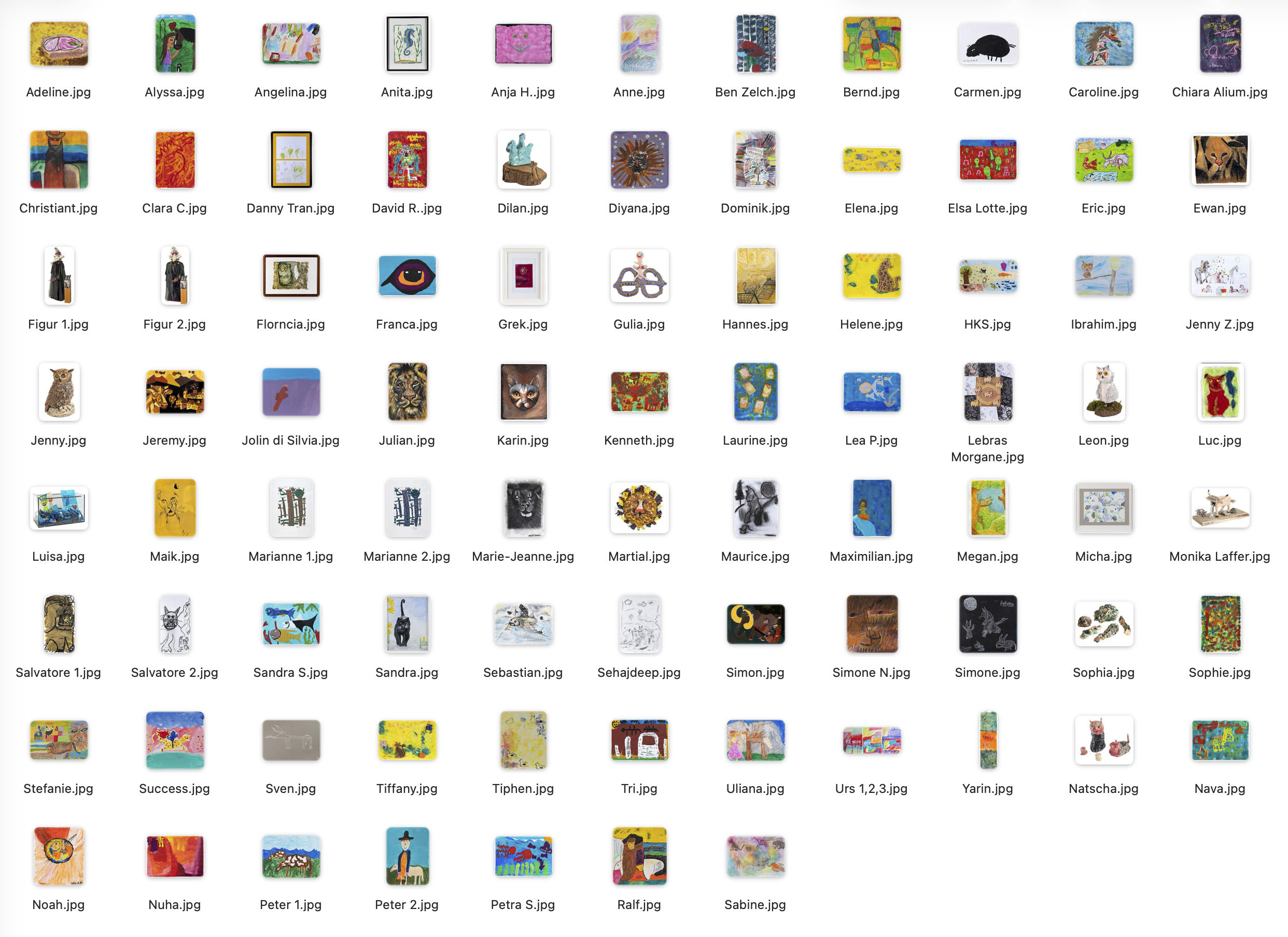 Painting overview of Tiere / Animaux exhibition