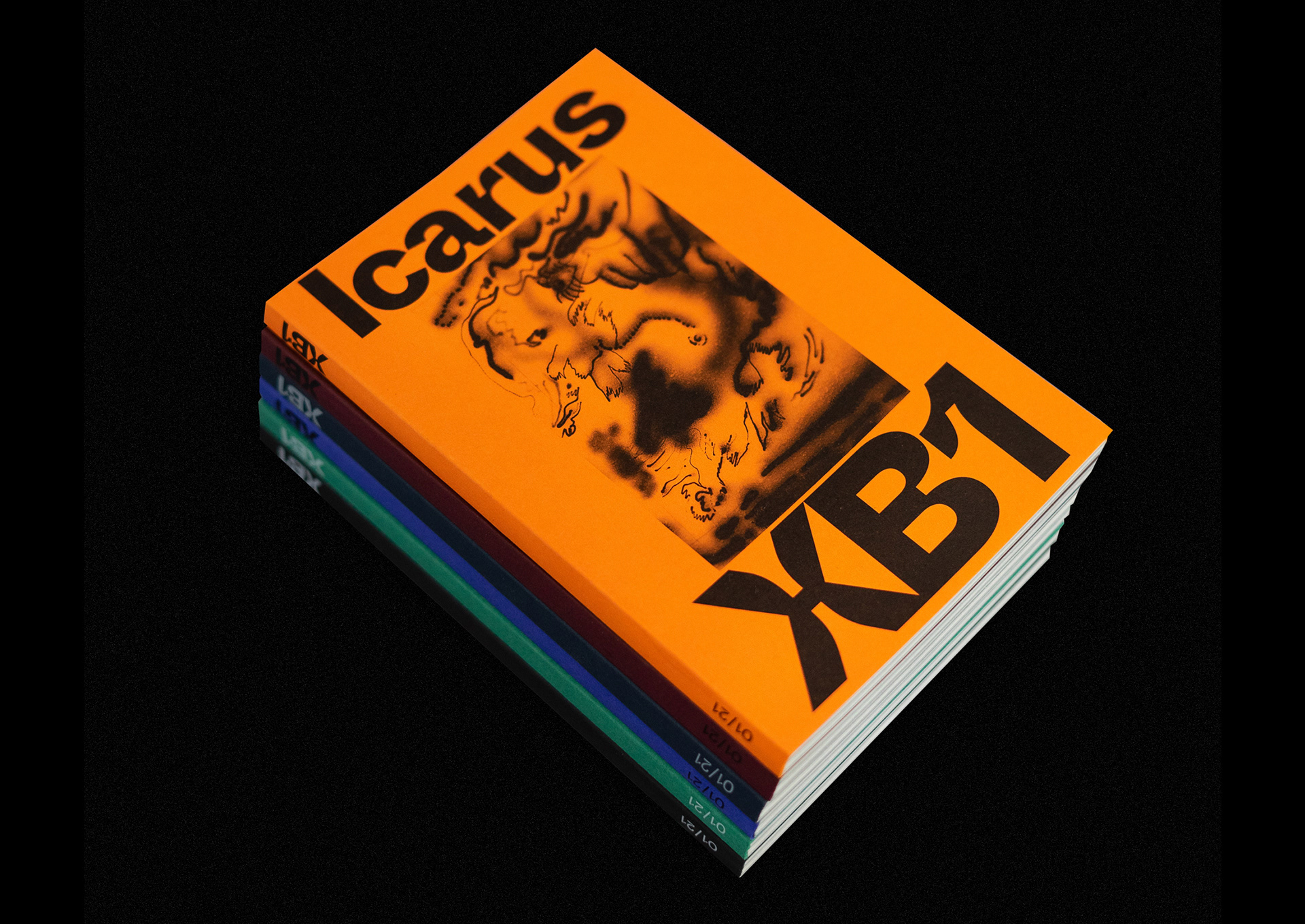 Icarus XB1 bookazine orange cover redesign with expressive use of typography and illustration  (design by Nahuel Gerth)