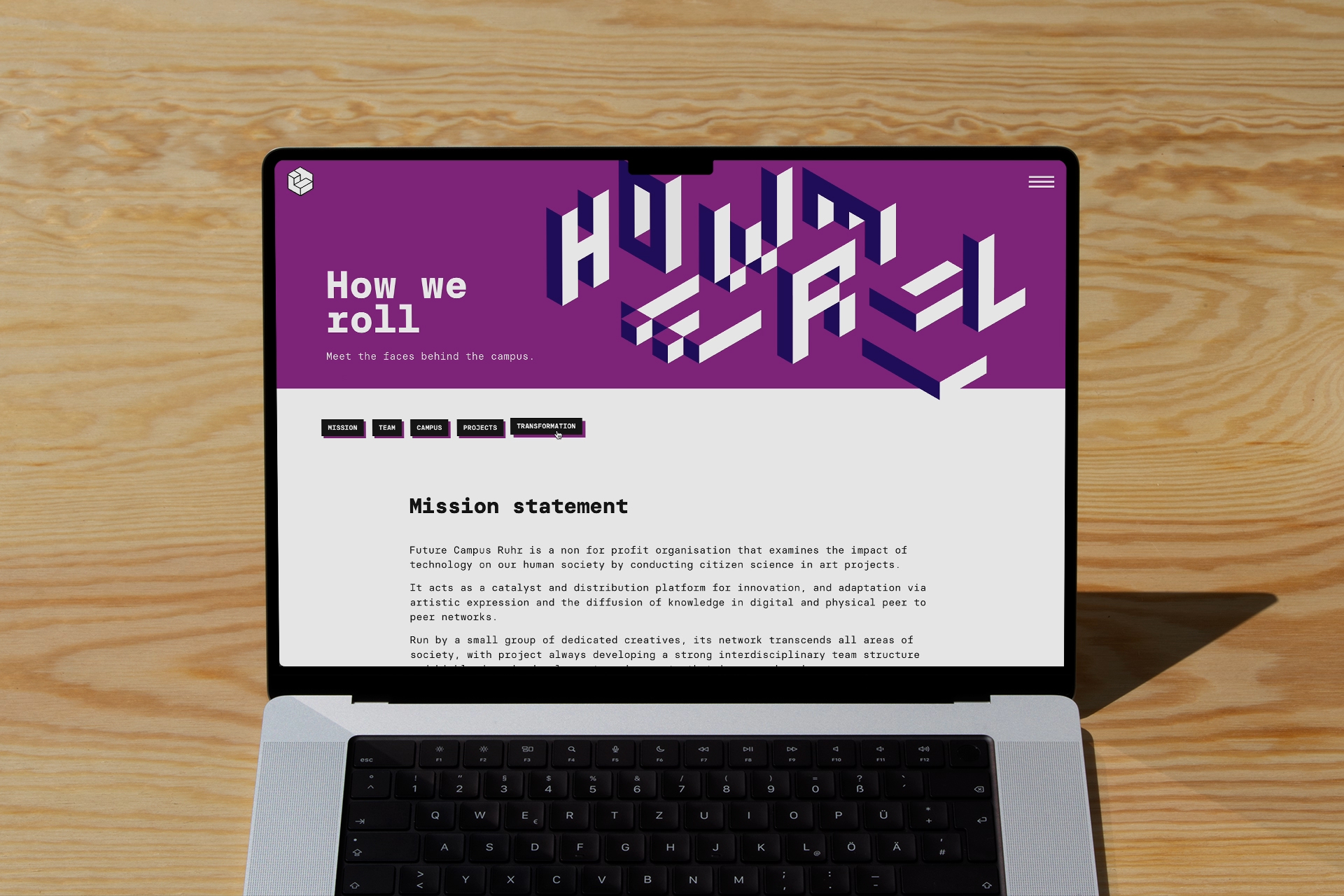 website layout with isometric illustrations for Future Campus Ruhr