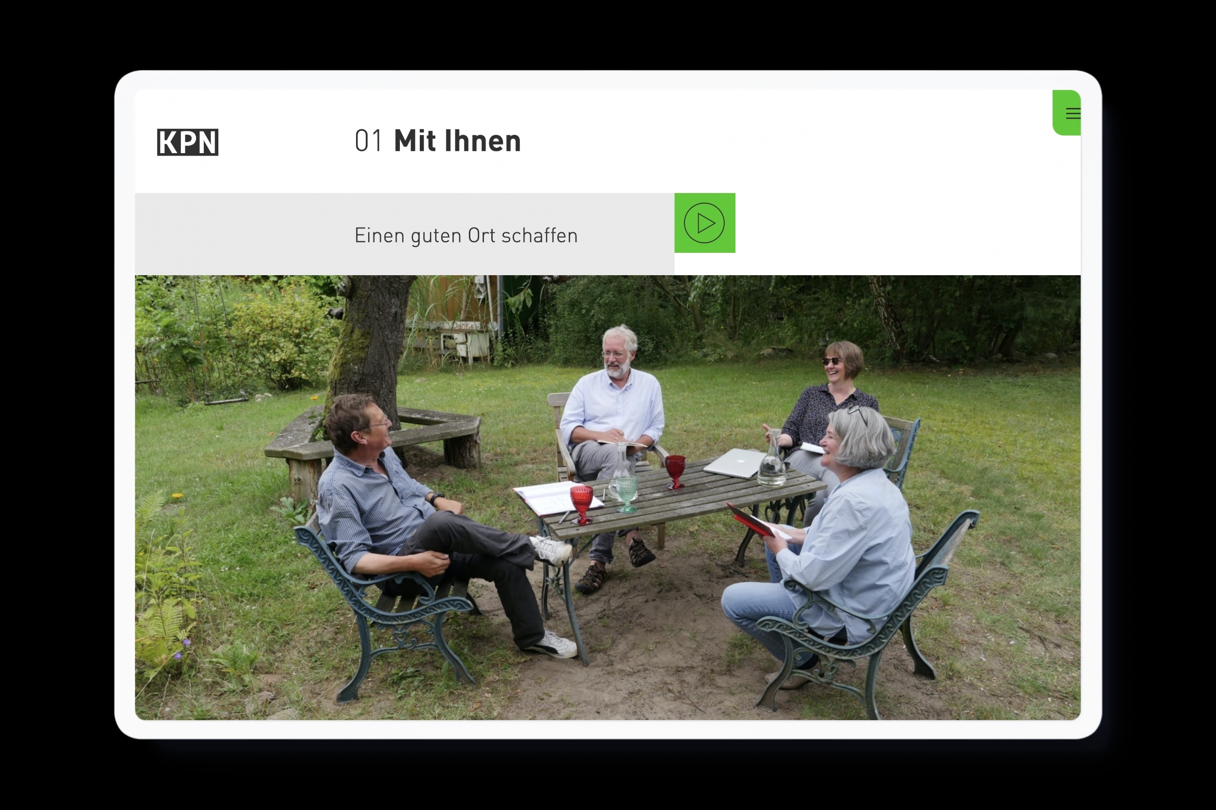 Website for KPN Architekten BDA in Braunschweig with clean typography, a design grid and lightning green color accents.