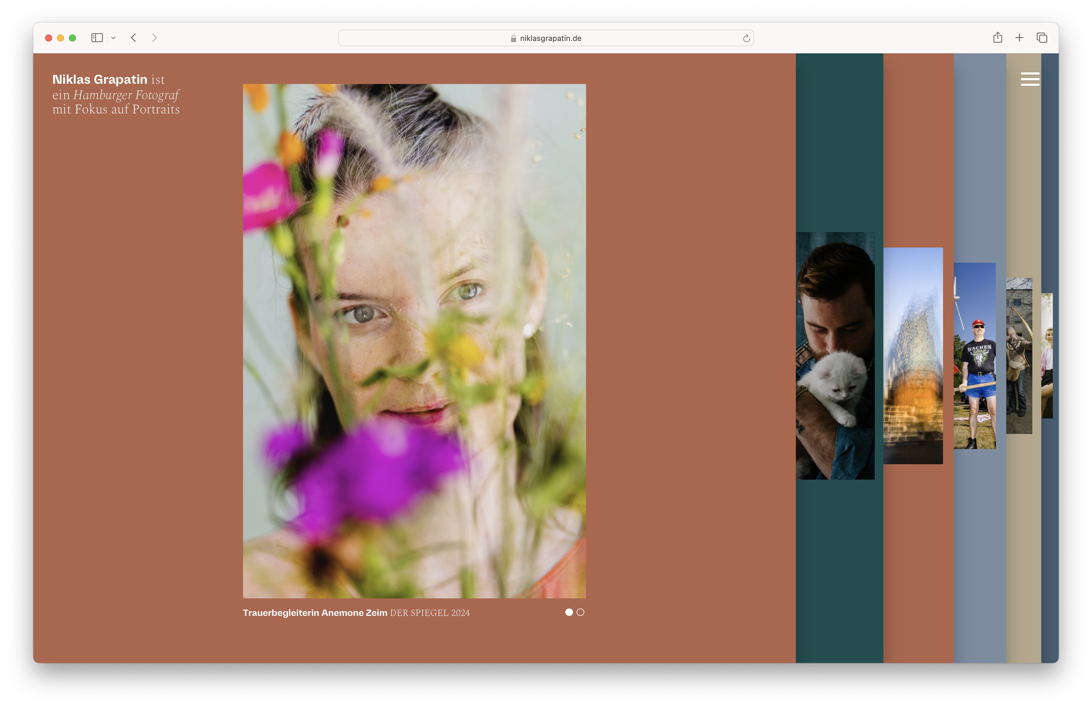 Landingpage with playful slideshow for Niklas Grapatin