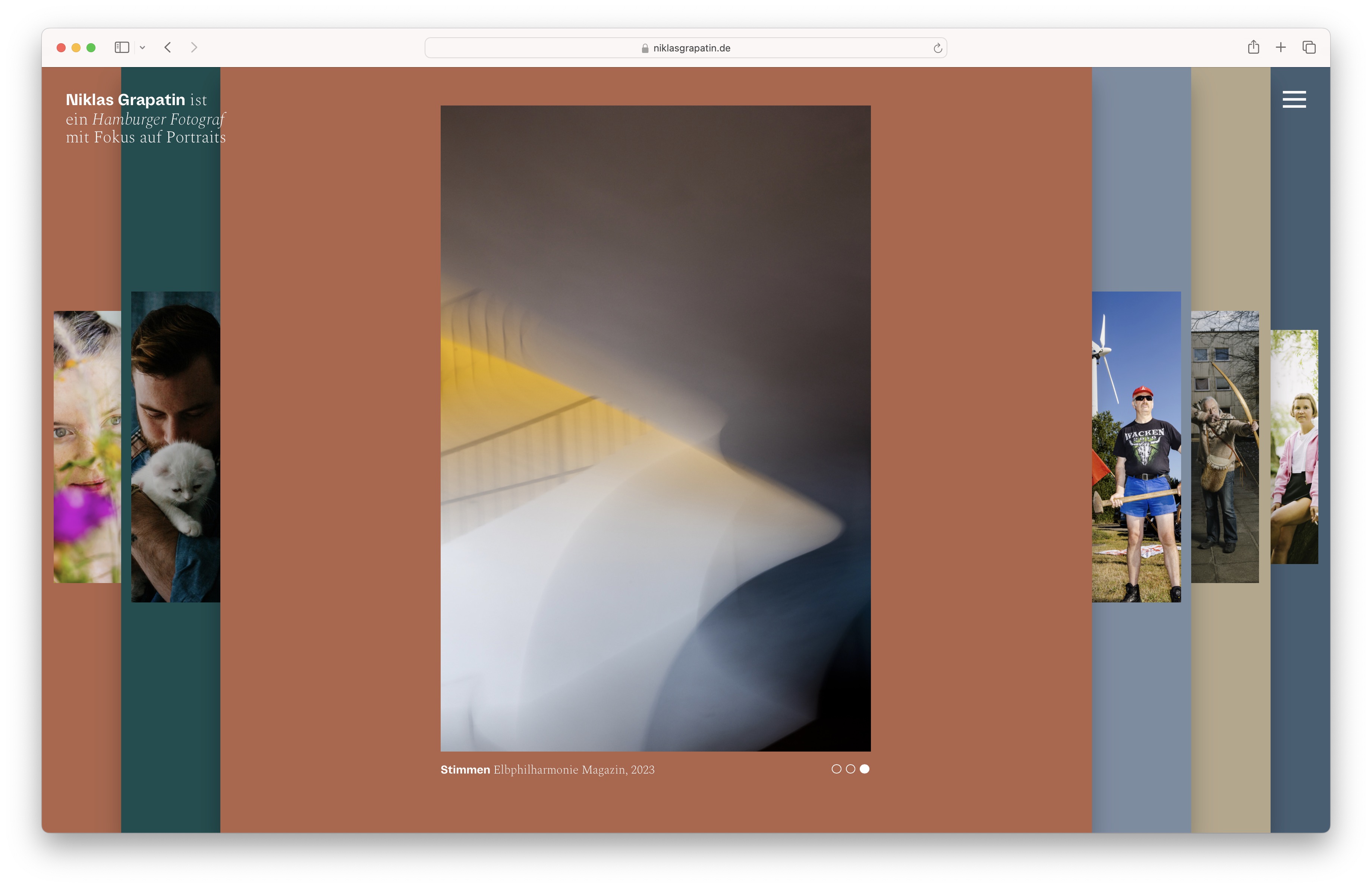 Layout of the landingpage with playful slider