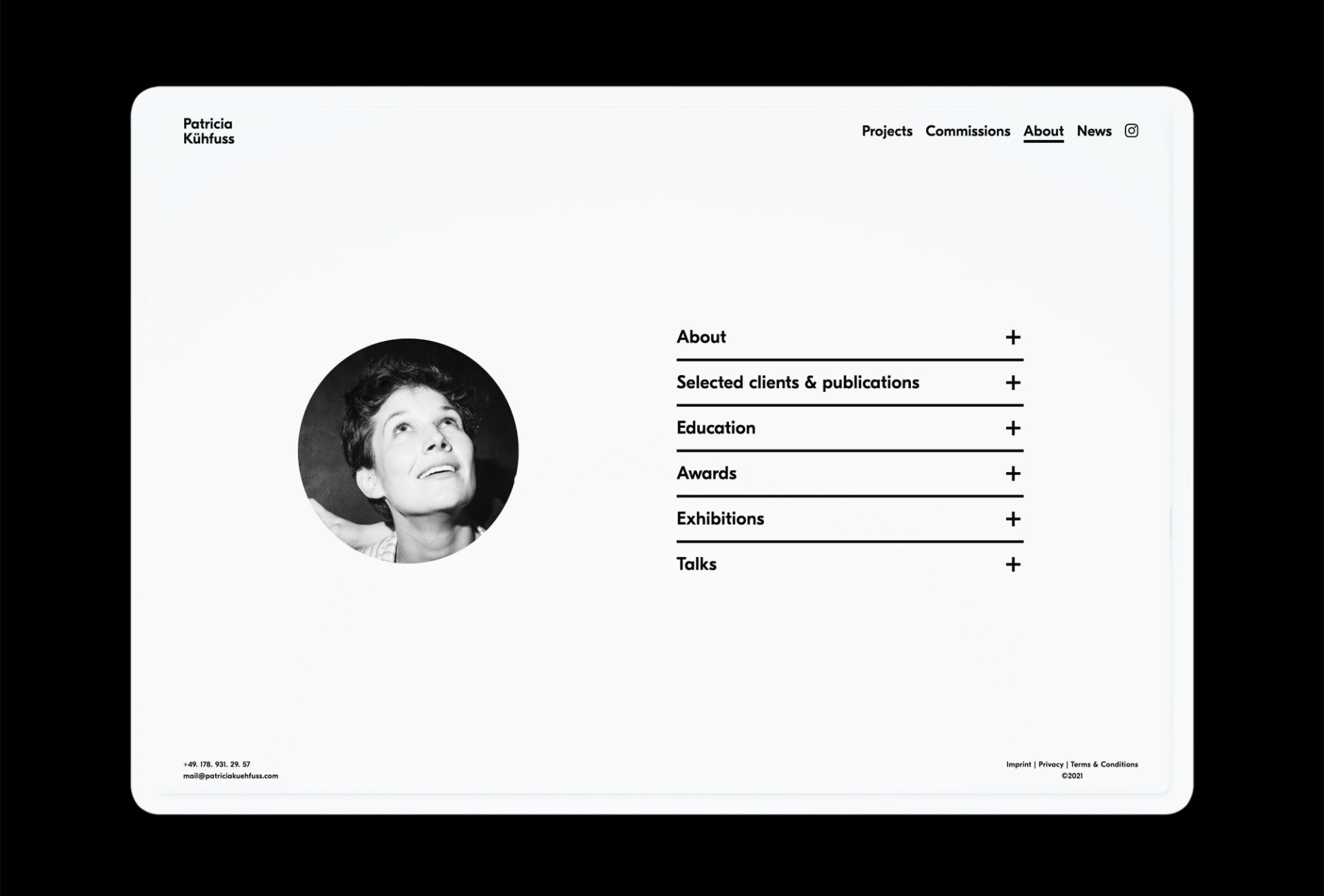 Patricia Kühfuss website layout