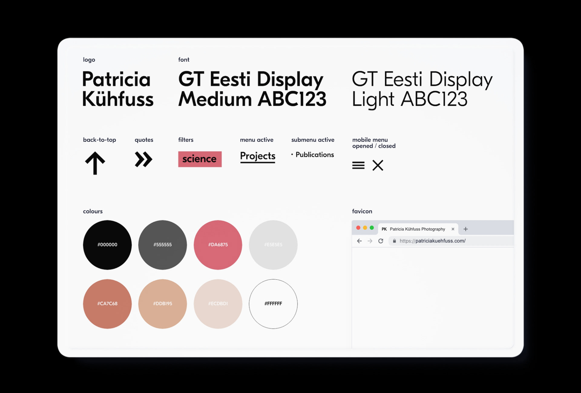 Patricia Kühfuss website layout