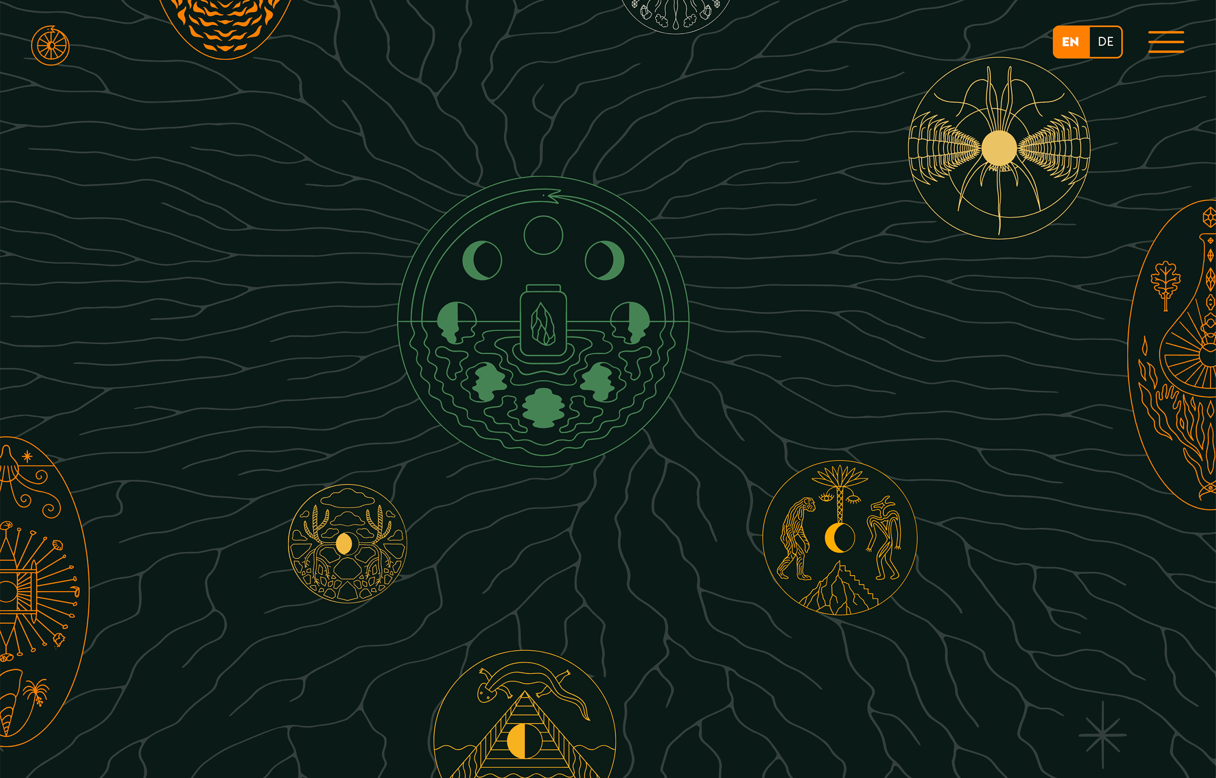 Infinite library landingpage for a virtual reality exhibition by Goethe Institut Tschechien.