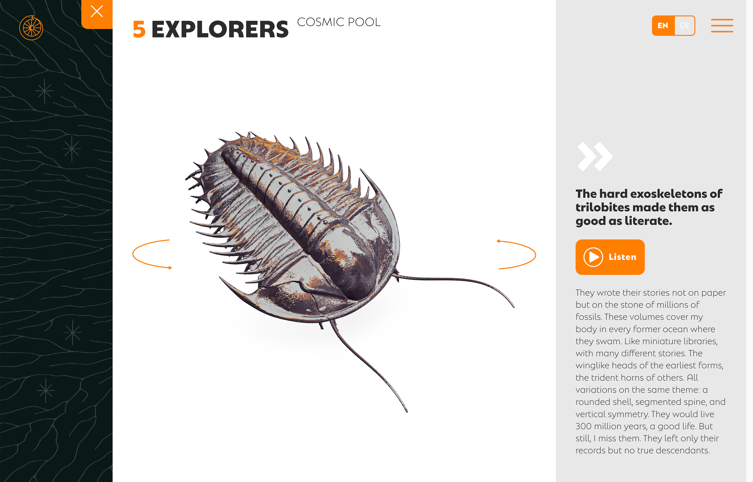 Infinite library landingpage for a virtual reality exhibition by Goethe Institut Tschechien.