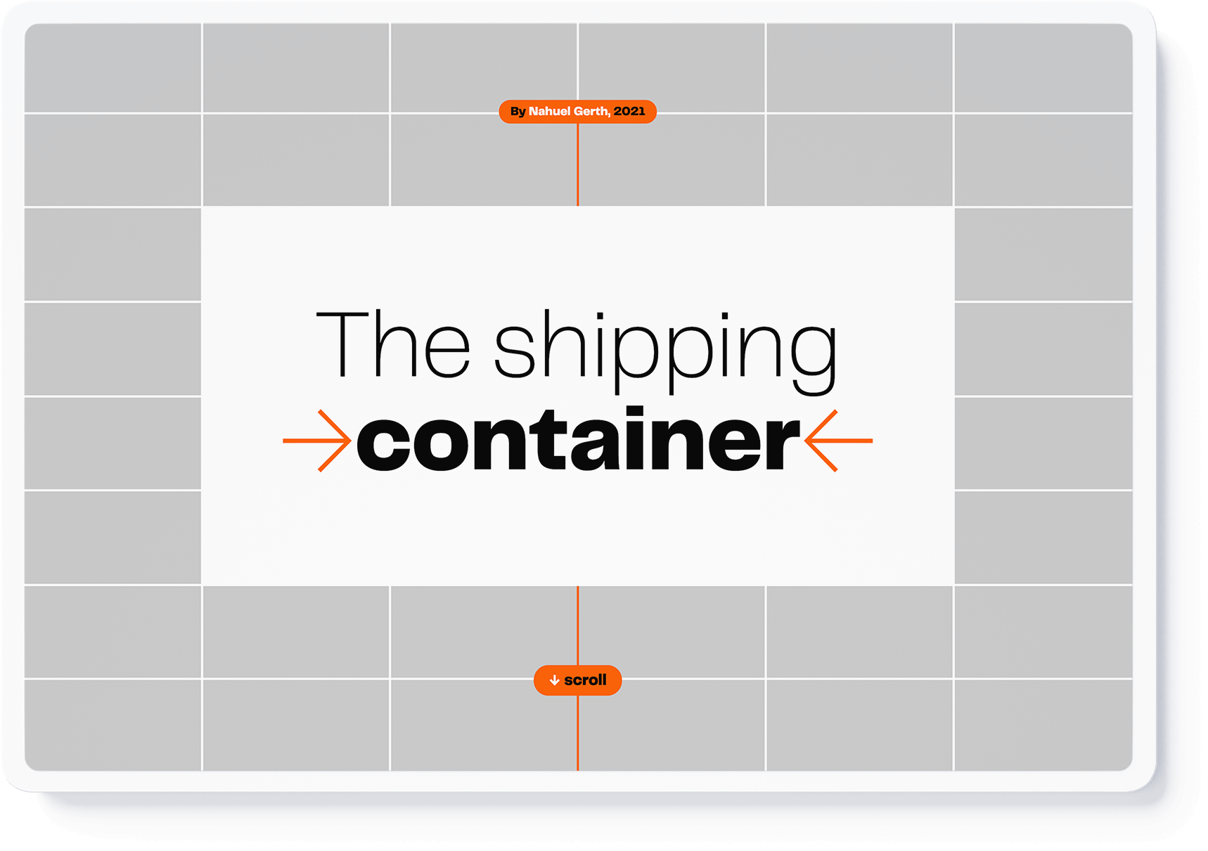 The Shipping Container landingpage layout with typography and clean grid layout (design by Nahuel Gerth)