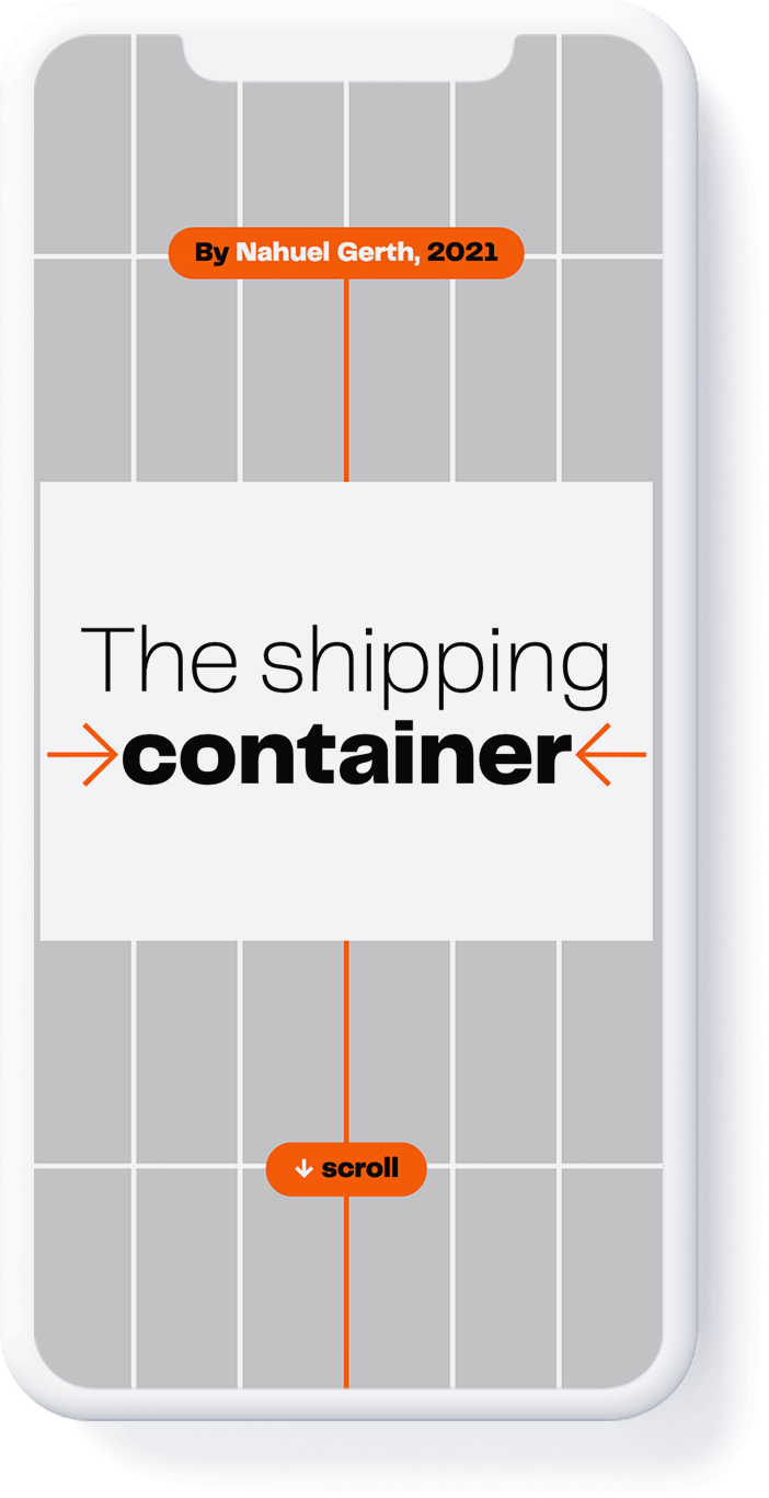 The Shipping Container mobile layout with typography and clean grid layout (design by Nahuel Gerth)
