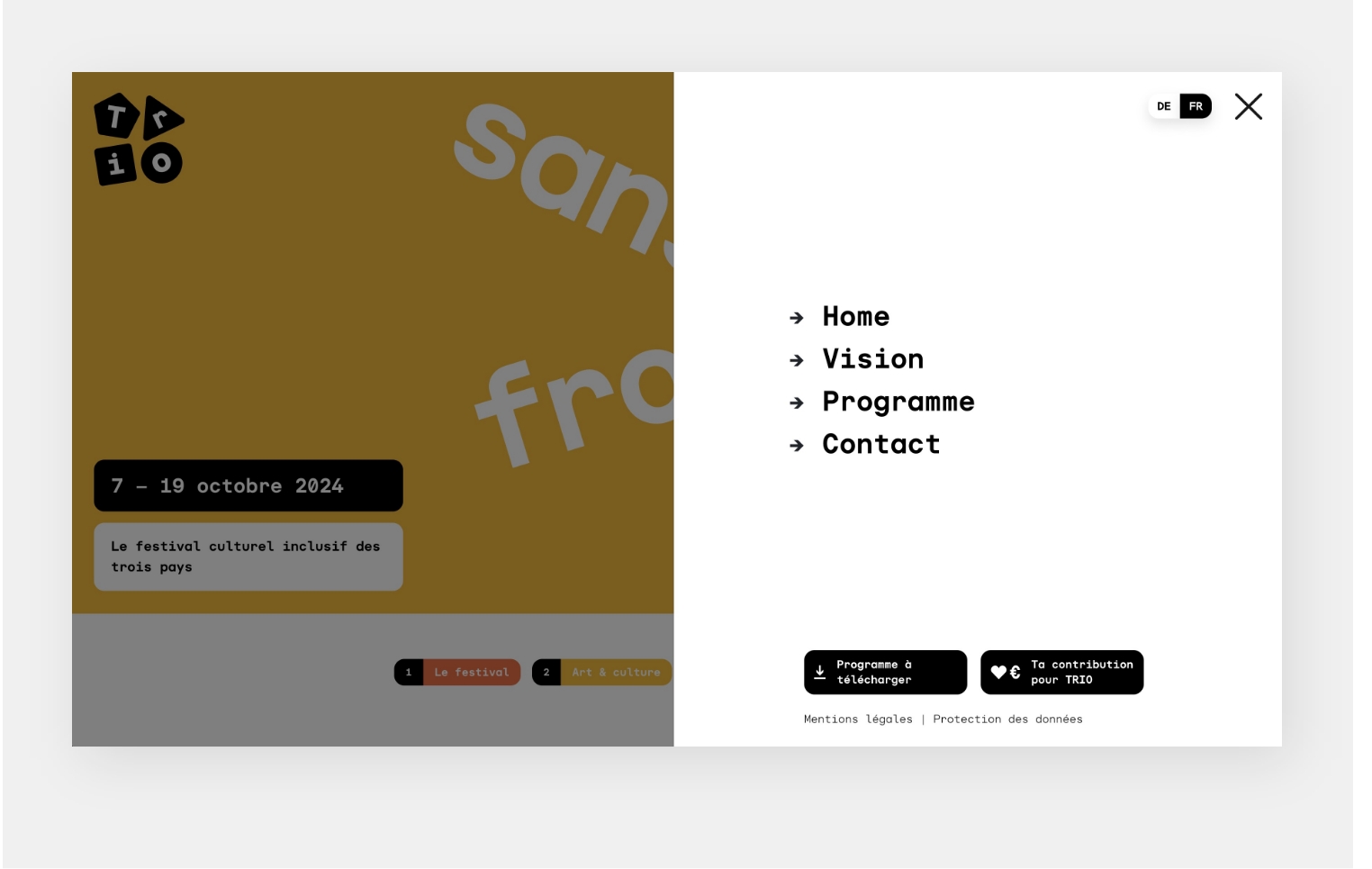 TRIO Festival ausklappares Menü